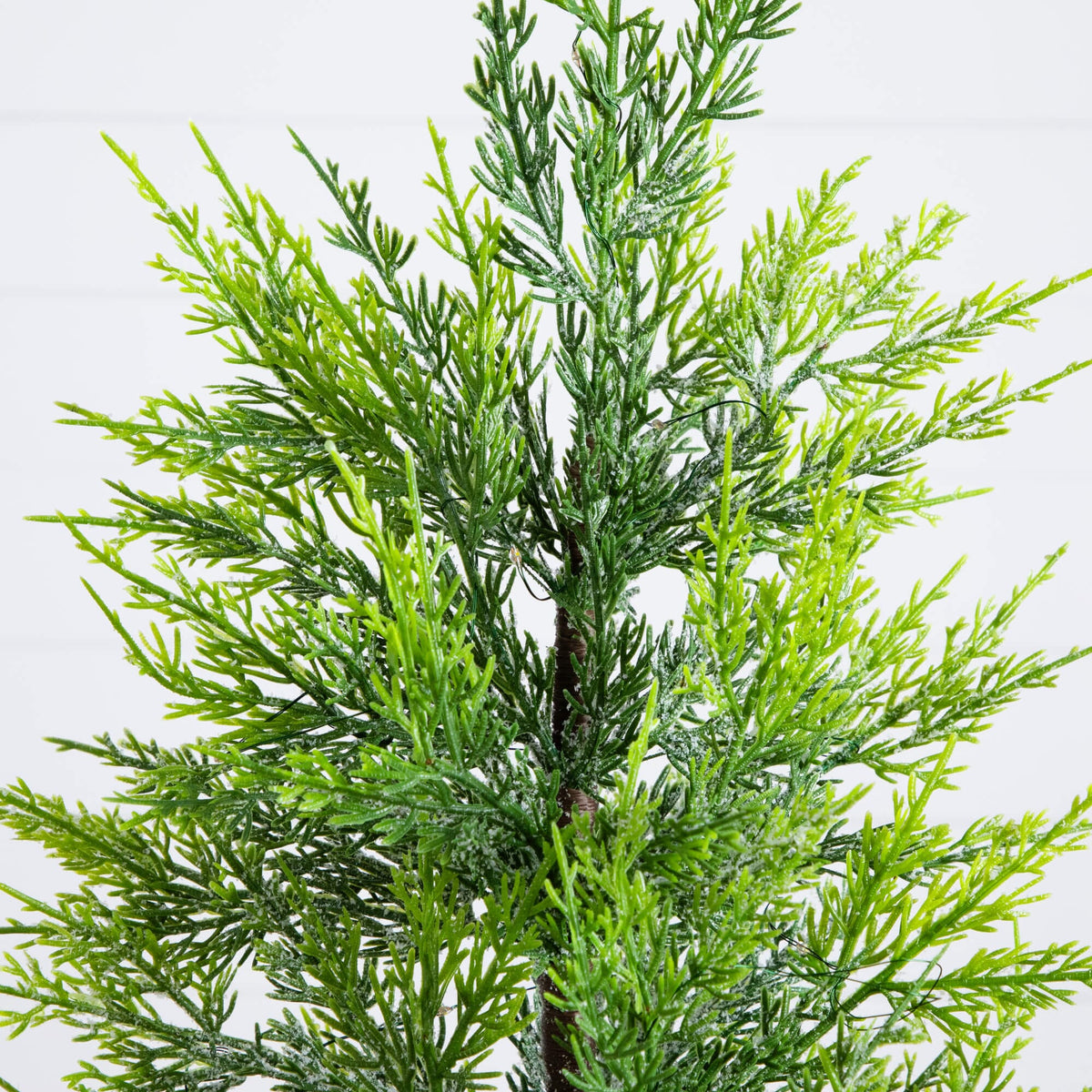 32" Pre-Lit Artificial Lightly Snowed Cypress Christmas Tree with 30 Warm White LED Lights in Decorative Weaved Basket, decorative Christmas tree for home an...