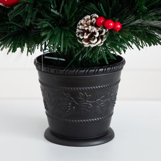 36" Pre-Lit Fiber Optic Cosmopolitan Star Topped Artificial Christmas Tree with Decorative Planter, holiday tree for festive indoor Christmas decorating
