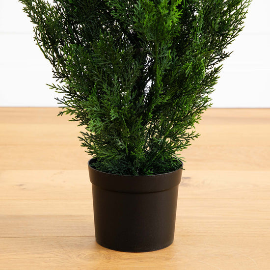 4' Cedar Tree Silk Tree (Indoor/Outdoor) — lifelike botanical accent for year round home decor seasonal decorating choice