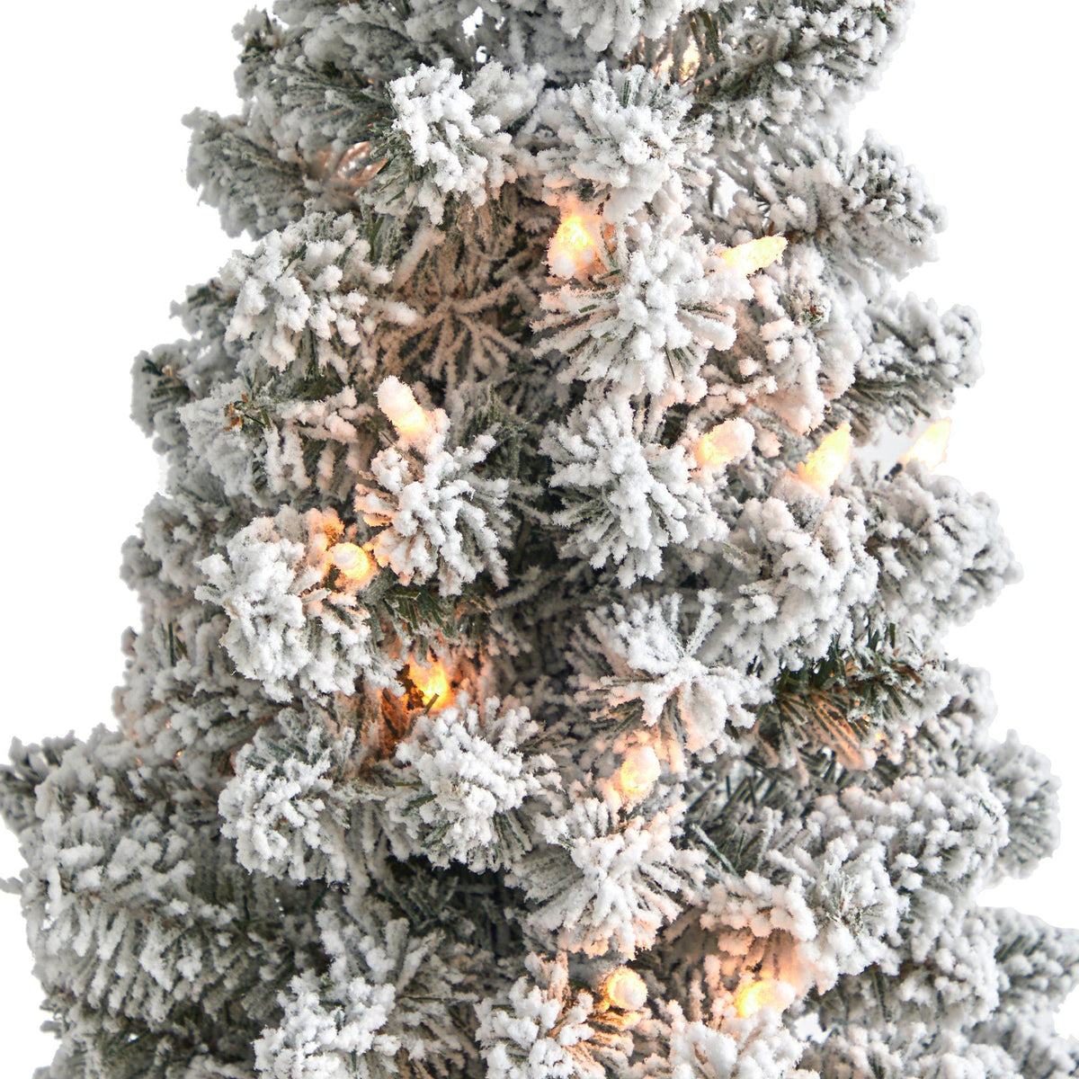4' Flocked Pencil Artificial Christmas Tree with 100 Clear Lights and 216 Bendable Branches, Christmas tree for living room, entryway or seasonal display