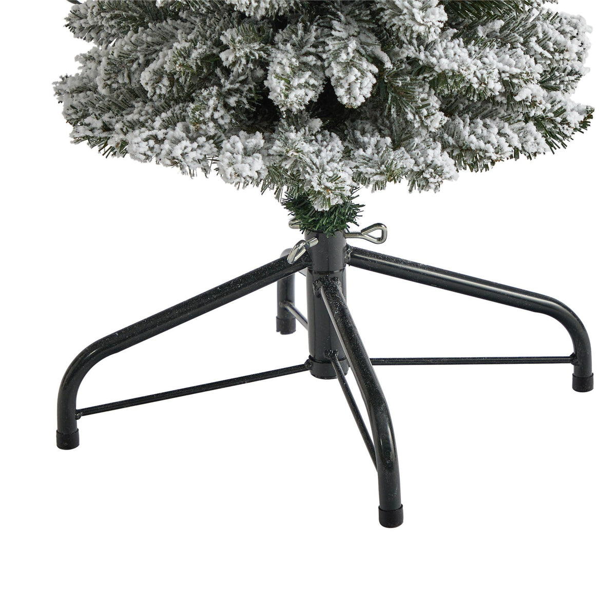 4' Flocked Pencil Artificial Christmas Tree with 100 Clear Lights and 216 Bendable Branches, holiday tree for festive indoor Christmas decorating