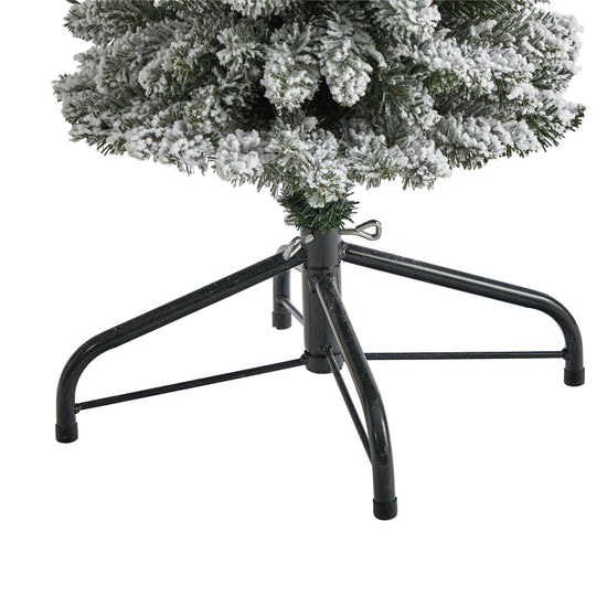 4' Flocked Pencil Artificial Christmas Tree with 100 Clear Lights and 216 Bendable Branches, holiday tree for festive indoor Christmas decorating