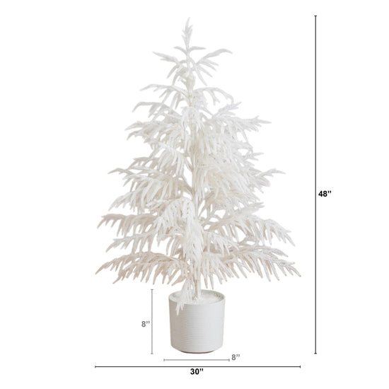 4' Artificial Real Touch White Norfolk Island Pine Christmas Tree with Natural Look, artificial Christmas tree for festive holiday home decor from Cedar & Sp...