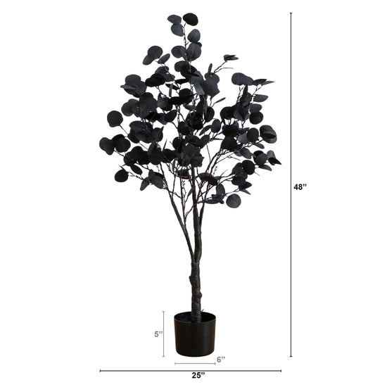 4' Pre-Lit Artificial Halloween Black Eucalyptus Tree with 160 Orange & Purple LED Lights