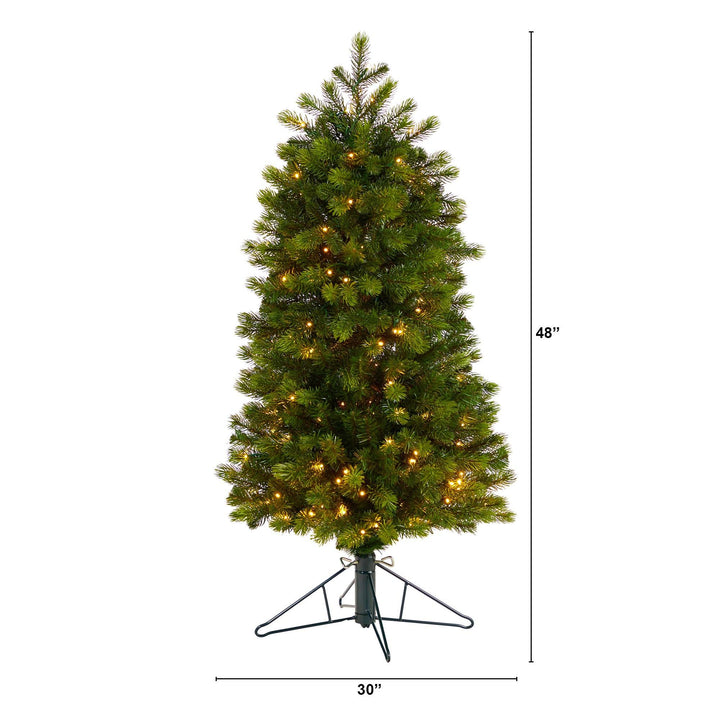 4' Slim Colorado Mountain Spruce Artificial Christmas Tree with 150 (Multifunction) Micro LED Lights and 360 Branches, Christmas tree for living room, entryw...