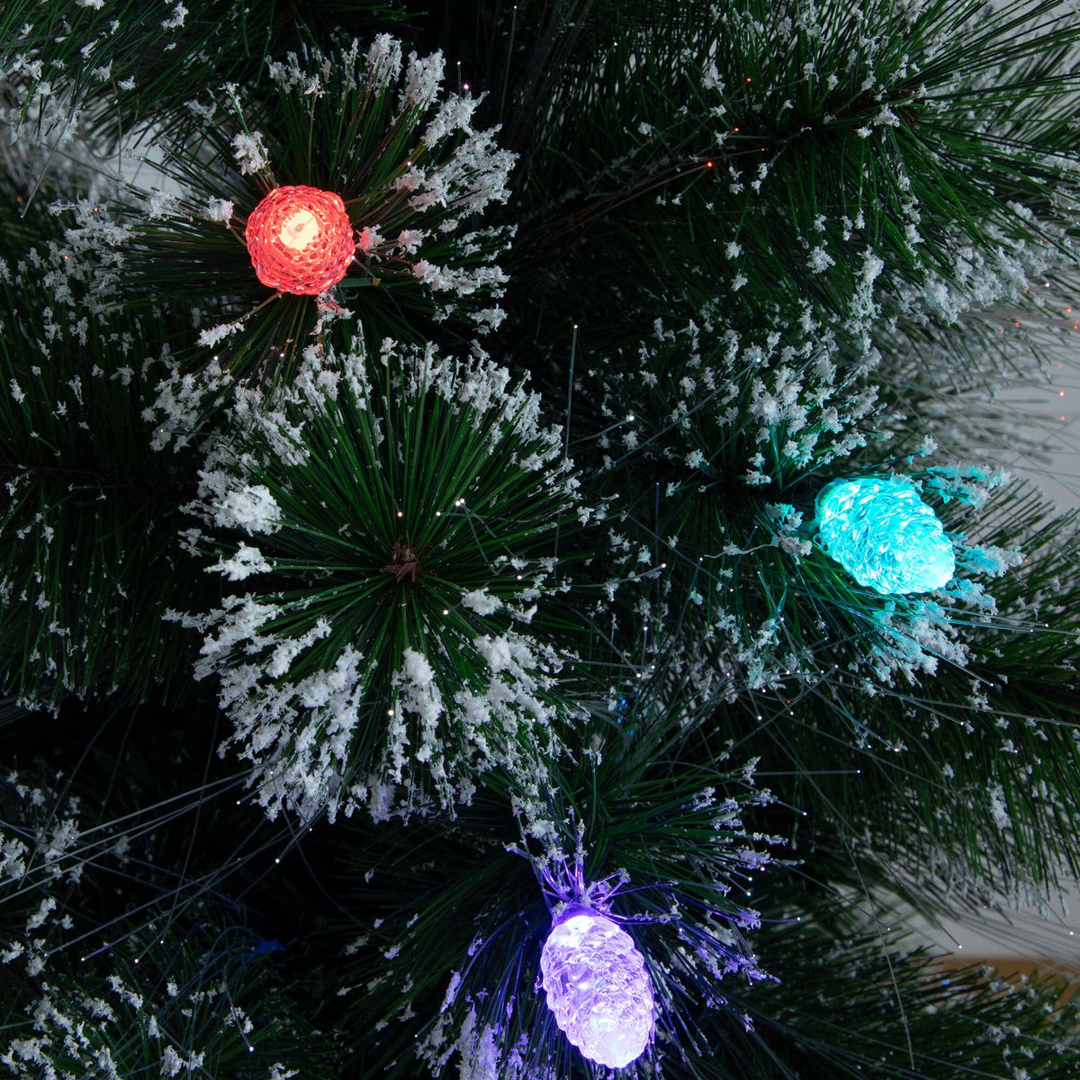 4' Snowy Pre-Lit Fiber Optic Artificial Christmas Tree with 40 Colorful LED Lights, holiday tree for festive indoor Christmas decorating