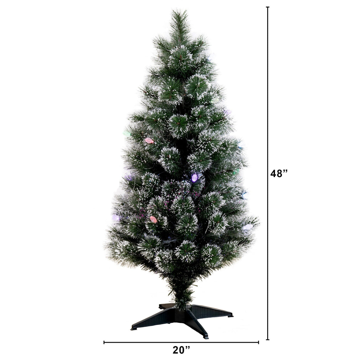 4' Snowy Pre-Lit Fiber Optic Artificial Christmas Tree with 40 Colorful LED Lights, decorative Christmas tree for home and seasonal holiday display