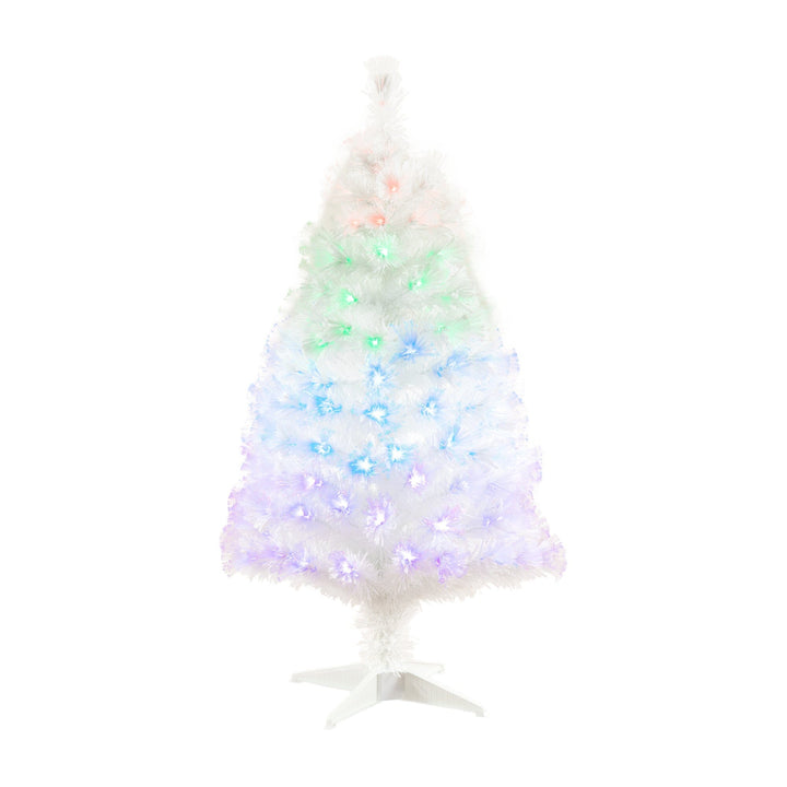 4' White Pre-Lit Fiber Optic Artificial Christmas Tree with 120 Colorful LED and Remote Control Show, artificial Christmas tree for festive holiday home deco...