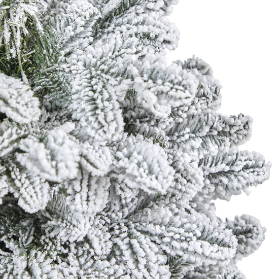44” Flocked North Carolina Fir Artificial Christmas Tree with 150 Warm White Lights and 545 Bendable Branches in Planter