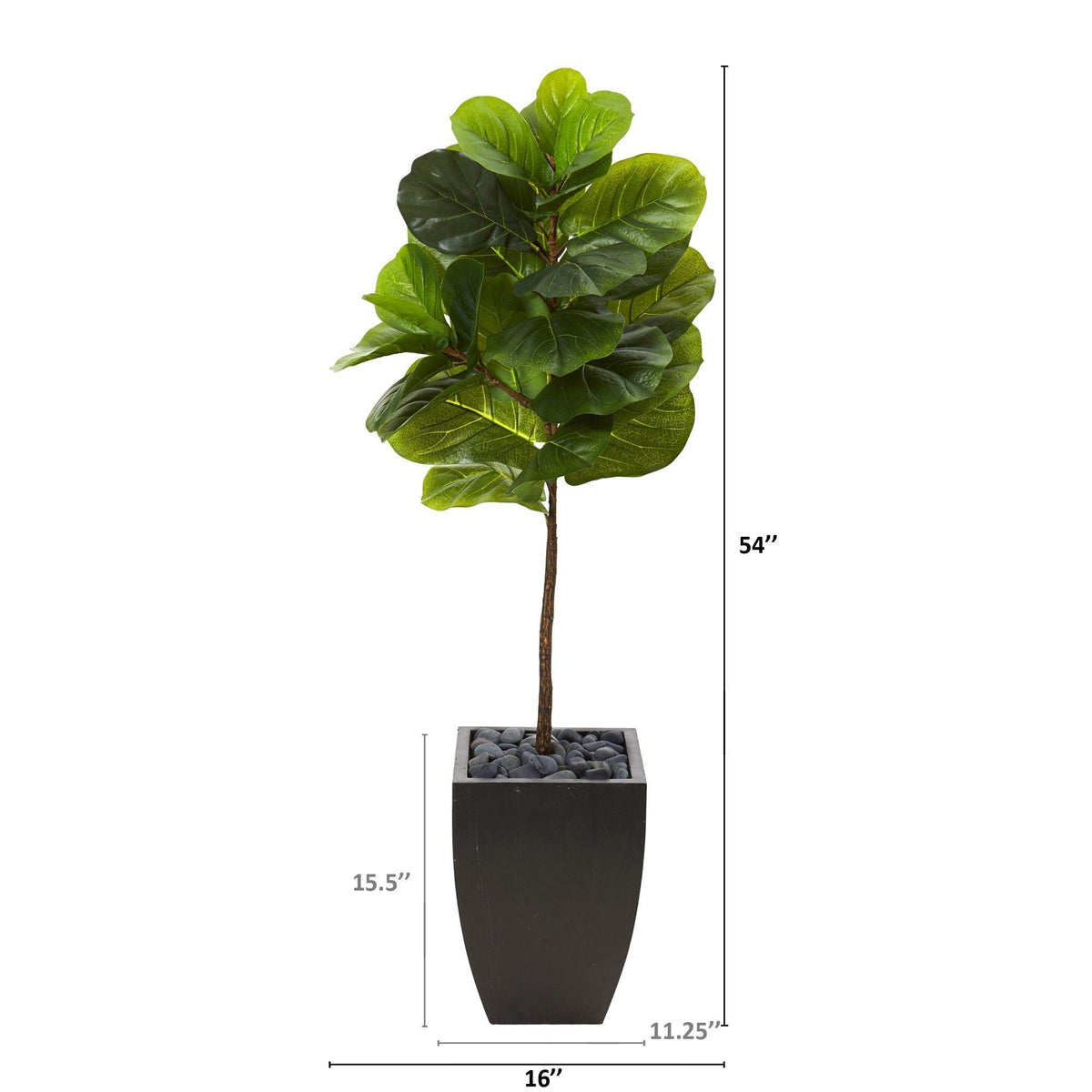 4.5’ Fiddle Leaf Artificial Tree in Black Planter (Real Touch)