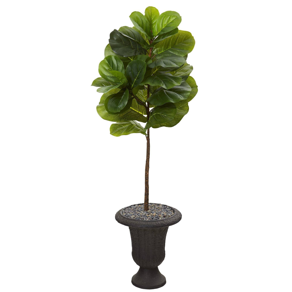 4.5’ Fiddle Leaf Artificial Tree in Charcoal Urn (Real Touch)