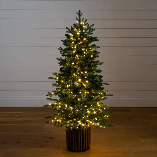 4.5' Pre-Lit Artificial Christmas Tree in Decorative Planter with 400 LED Lights