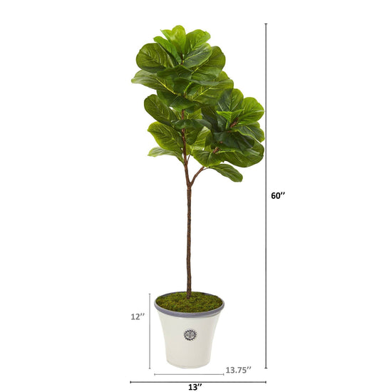 5’ Fiddle Leaf Artificial Tree in Decorative Planter (Real Touch)