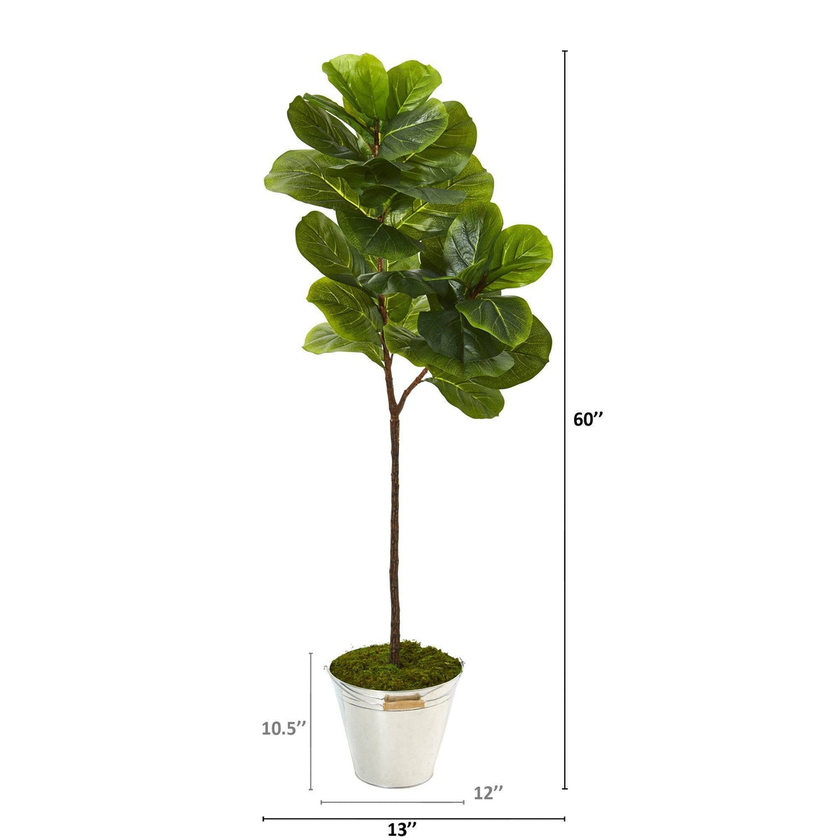 5’ Fiddle Leaf Artificial Tree in Tin Bucket