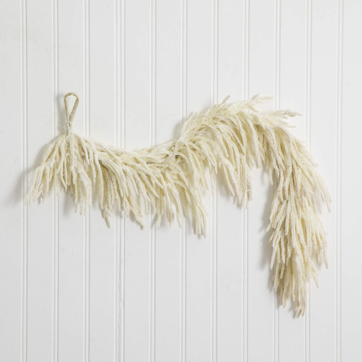 5' Artificial Real Touch White Norfolk Island Pine Garland with Natural Look, natural-look garland for seasonal home decorating