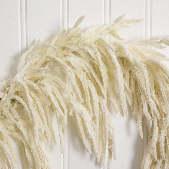 5' Artificial Real Touch White Norfolk Island Pine Garland with Natural Look, evergreen home accent for fireplace, railing or entryway