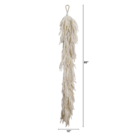 5' Artificial Real Touch White Norfolk Island Pine Garland with Natural Look, realistic greenery decor for mantel, staircase or doorway from Cedar & Spice Gifts