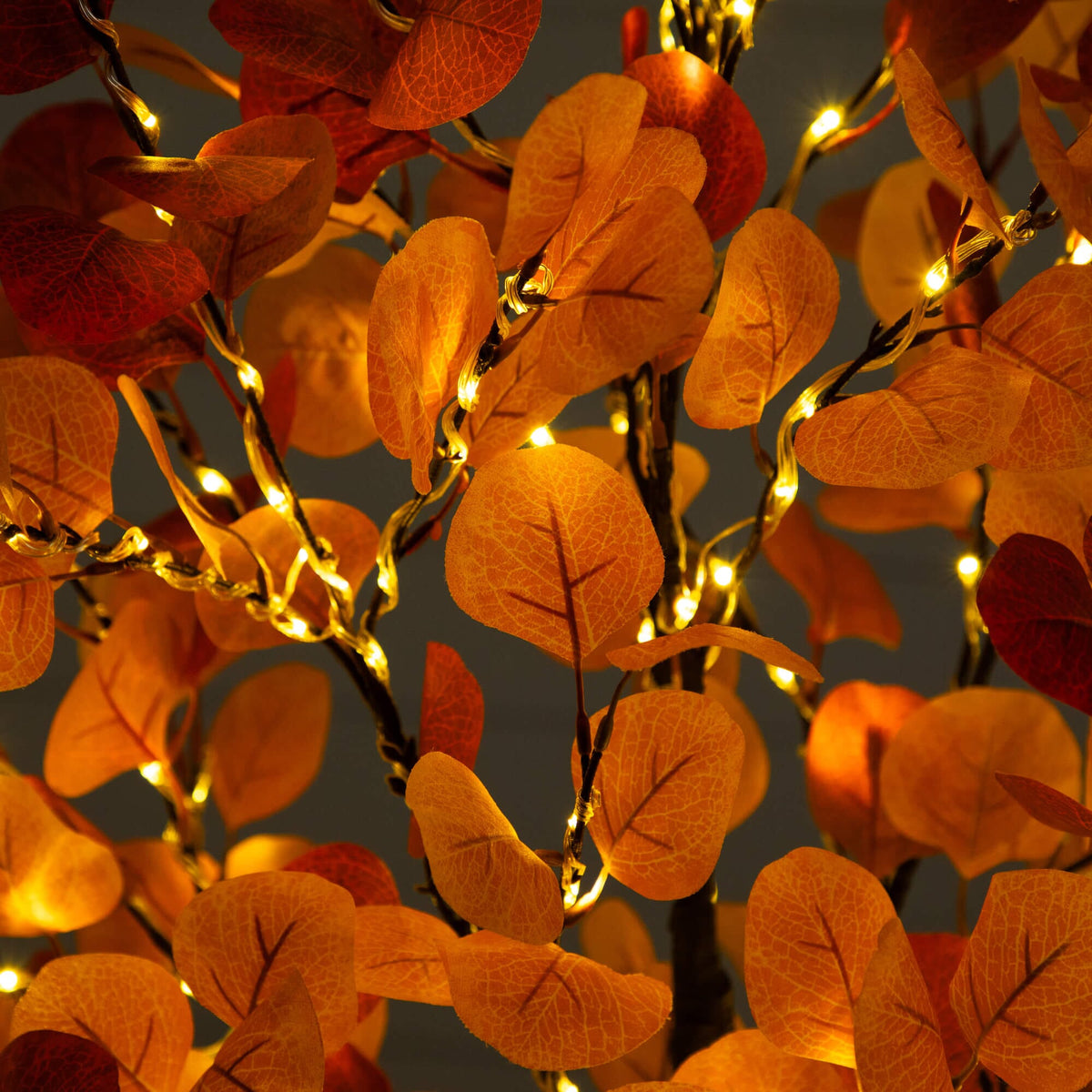 5' Pre-Lit Bright Autumn Eucalyptus Artificial Fall Tree with 300 Warm White LED Lights