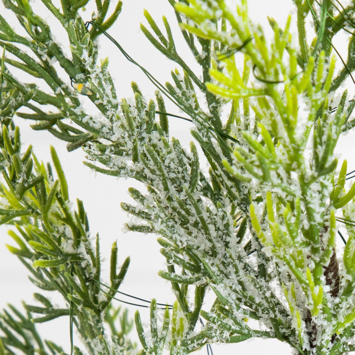 5' Pre-Lit Artificial Snowed Cypress Christmas Tree with 140 LED Lights in Hyacinth Basket, holiday tree for festive indoor Christmas decorating