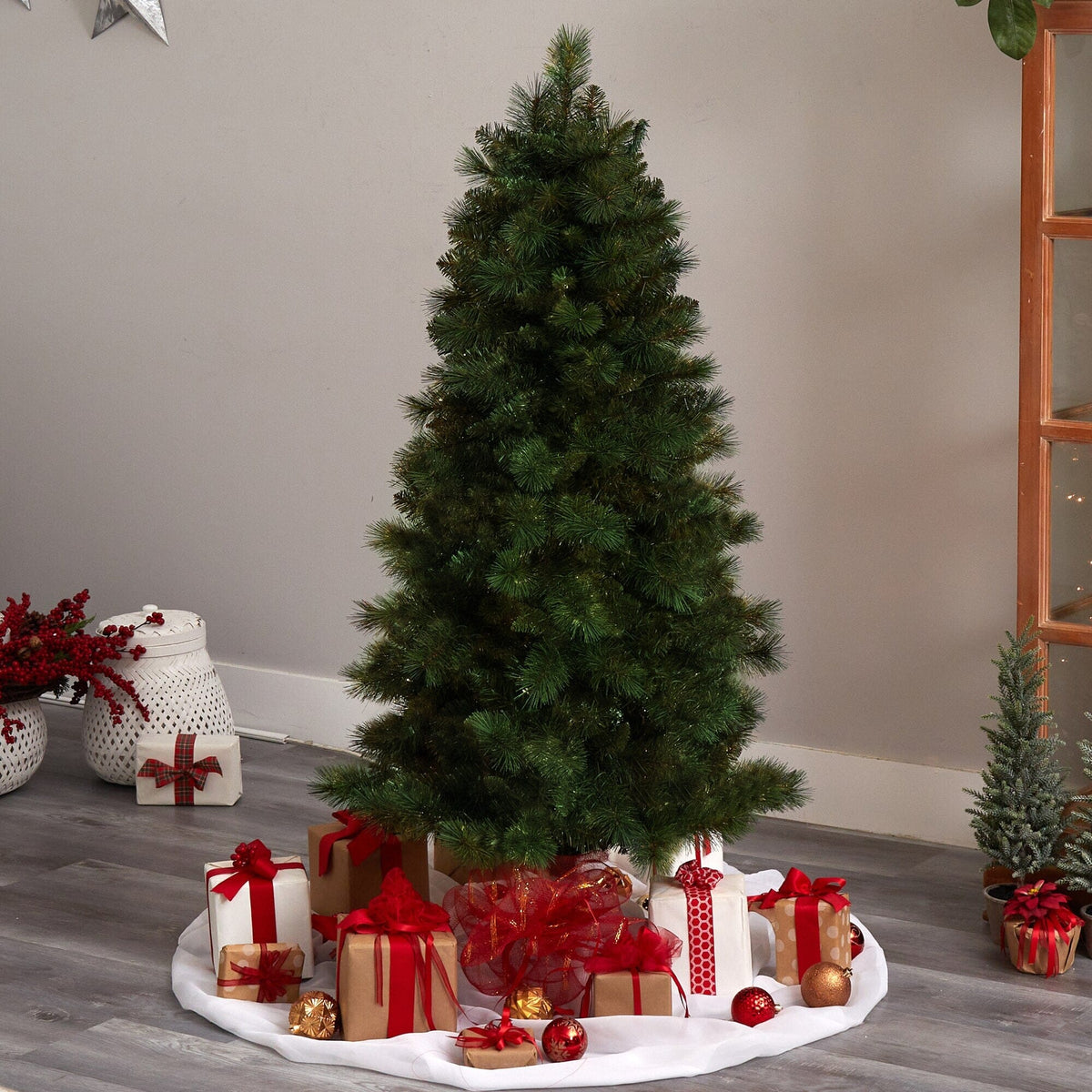 5' Slim West Virginia Mountain Christmas Tree w/467 Branches, holiday tree for festive indoor Christmas decorating