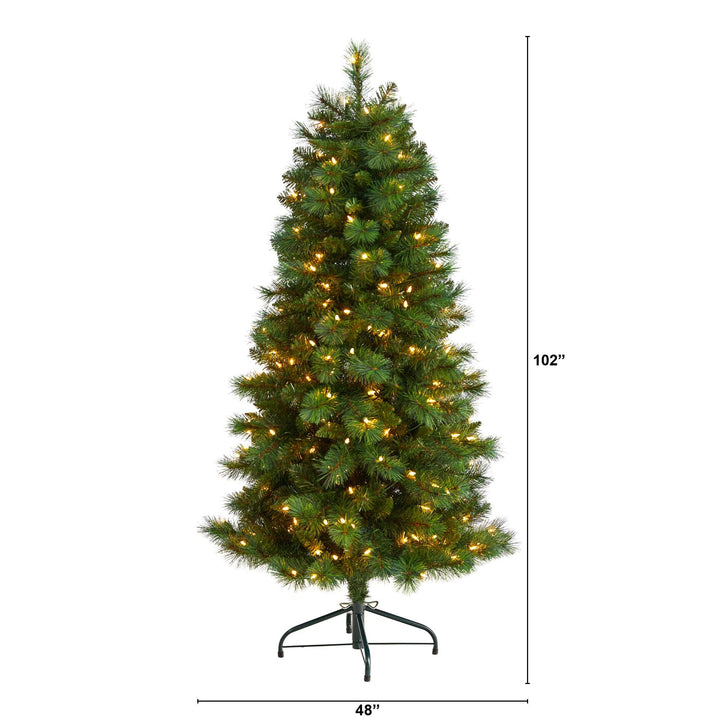 5' Slim West Virginia Mountain Pine Christmas Tree with 200 Clear Lights and 467 Bendable Branches, Christmas tree for living room, entryway or seasonal display