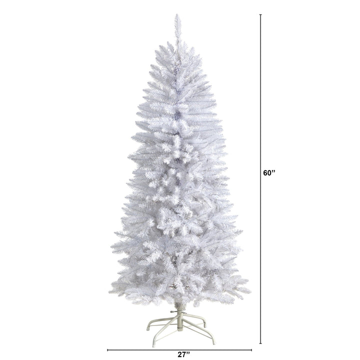 5' Slim White Artificial Christmas Tree with 491 Bendable Branches, Christmas tree for living room, entryway or seasonal display