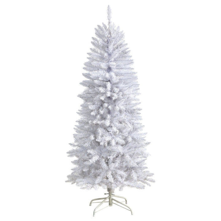 5' Slim White Artificial Christmas Tree with 491 Bendable Branches, artificial Christmas tree for festive holiday home decor from Cedar & Spice Gifts