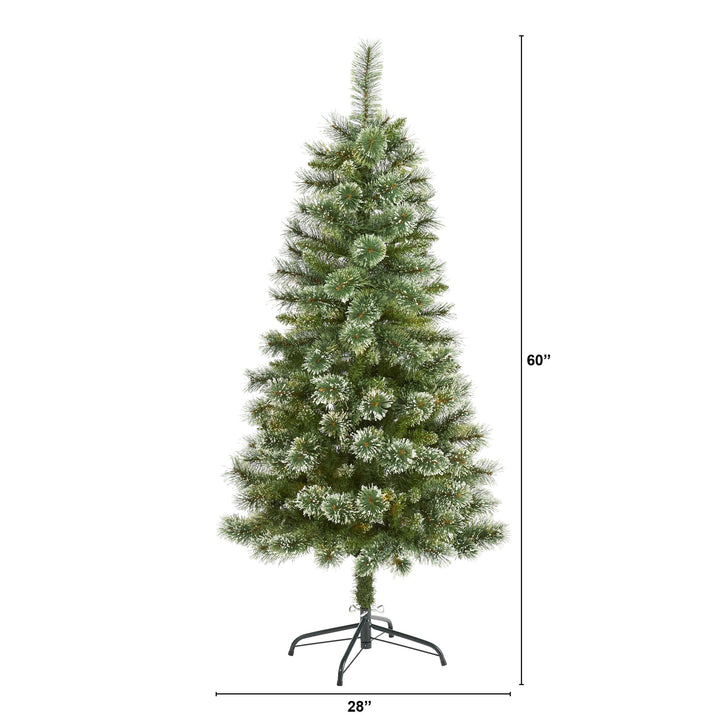 5' Wisconsin Slim Snow Tip Pine Artificial Christmas Tree with 298 Bendable Branches, Christmas tree for living room, entryway or seasonal display