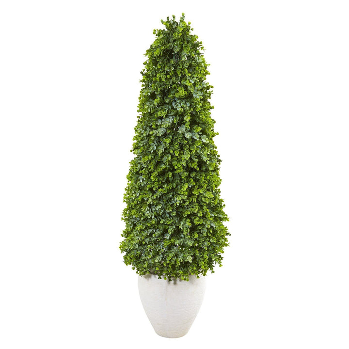 52” Eucalyptus Topiary Artificial Tree in White Planter (Indoor/Outdoor)