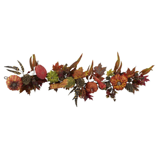 54" Pumpkin & Gourd Garland, fall garland accent for fireplace, doorway or seasonal display