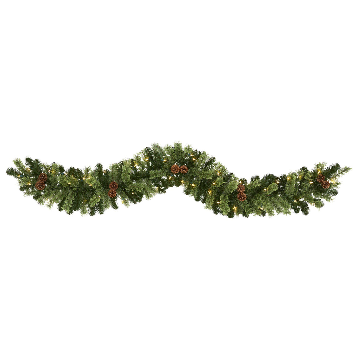 6' Christmas Artificial Garland with 50 Clear LED Lights and Pine Cones, festive Christmas decor for mantel, staircase or doorway from Cedar & Spice Gifts