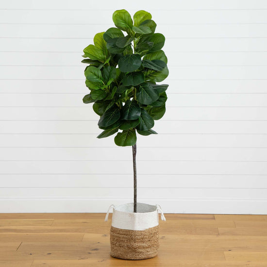 6’ Fiddle Leaf Fig Artificial Tree in Handmade Natural Jute and Cotton Planter