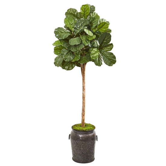 6’ Fiddle Leaf Fig Artificial Tree in Metal Planter