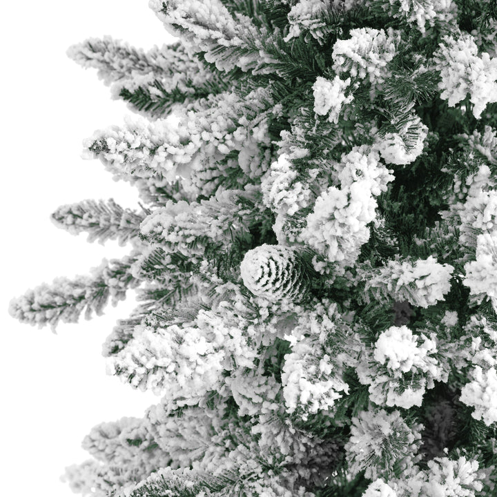 6' Flocked Livingston Fir Artificial Christmas Tree with Pine Cones and 696 Bendable Branches, Christmas tree for living room, entryway or seasonal display