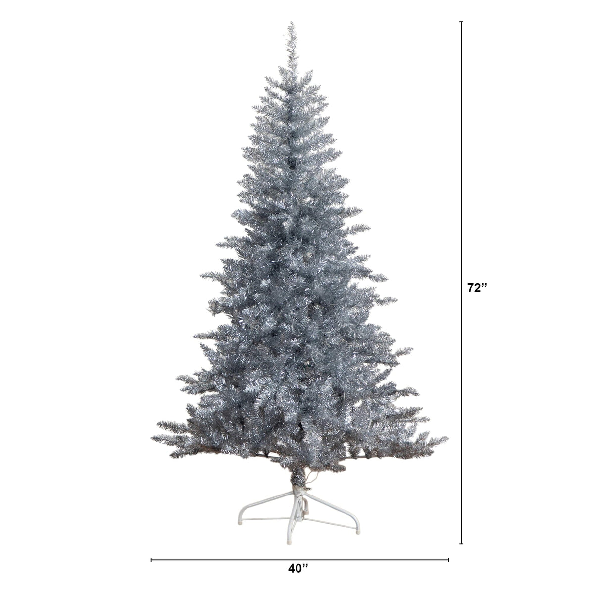 6' Artificial Silver Christmas Tree with 300 Cool White LED Lights, holiday tree for festive indoor Christmas decorating