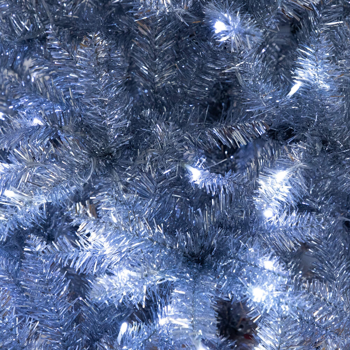 6' Artificial Silver Christmas Tree with 300 Cool White LED Lights, Christmas tree for living room, entryway or seasonal display
