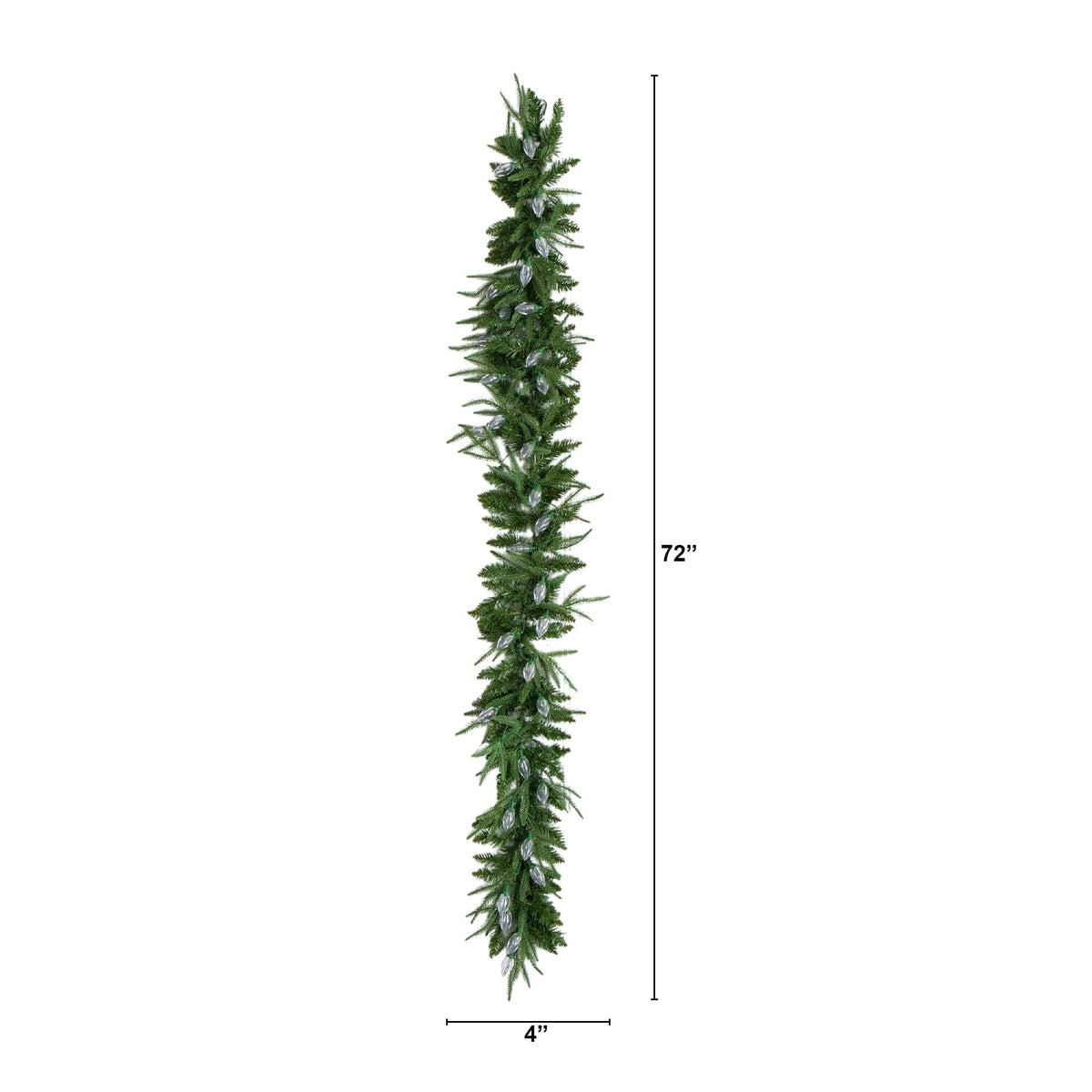 6' Pre-Lit Artificial Luxembourg Pine Christmas Garland with 35 Multicolored Traditional Bulb LED Lights, seasonal holiday garland for home decorating