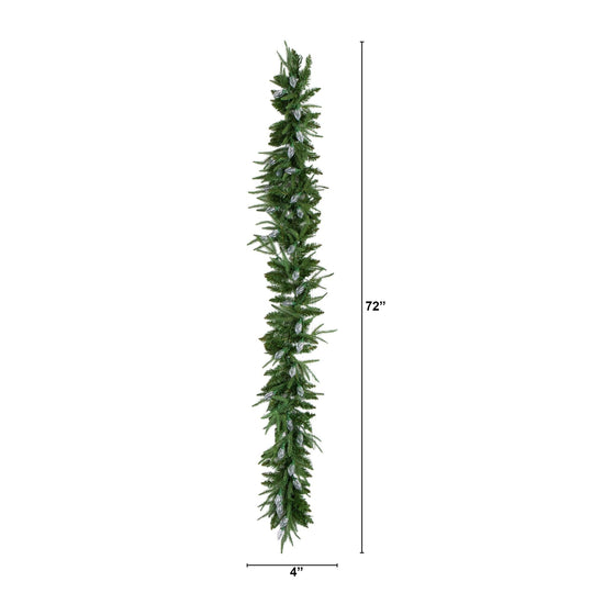 6' Pre-Lit Artificial Luxembourg Pine Christmas Garland with 35 Multicolored Traditional Bulb LED Lights, seasonal holiday garland for home decorating