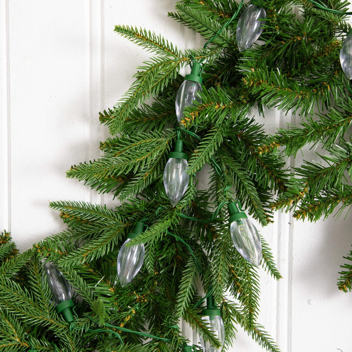 6' Pre-Lit Artificial Luxembourg Pine Christmas Garland with 35 Multicolored Traditional Bulb LED Lights, festive holiday mantel, staircase and doorway decor...