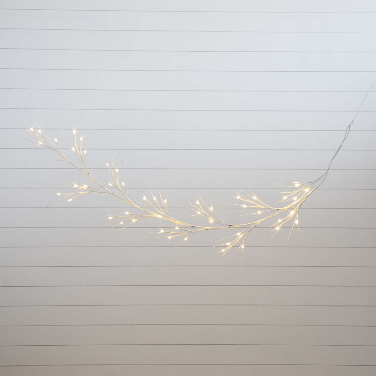 6' Pre-Lit Artificial White Birch Garland with 48 Warm White LED Lights, home decor accent for fireplace, railing or entryway