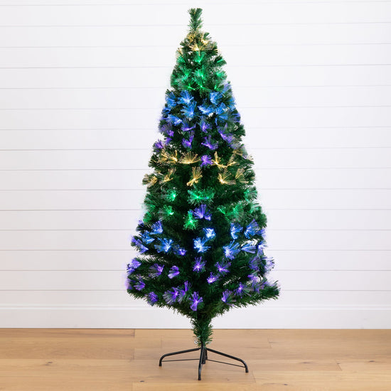 6' Pre-Lit Fiber Optic Artificial Christmas Tree with 220 Colorful LED Lights, Christmas tree for living room, entryway or seasonal display
