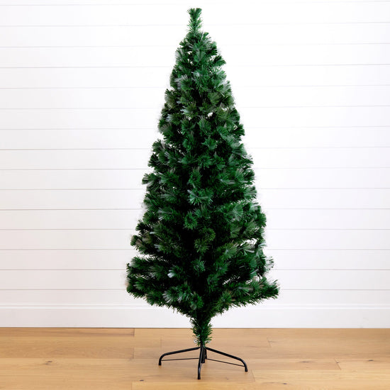 6' Pre-Lit Fiber Optic Artificial Christmas Tree with 220 Colorful LED Lights, artificial Christmas tree for festive holiday home decor from Cedar & Spice Gifts
