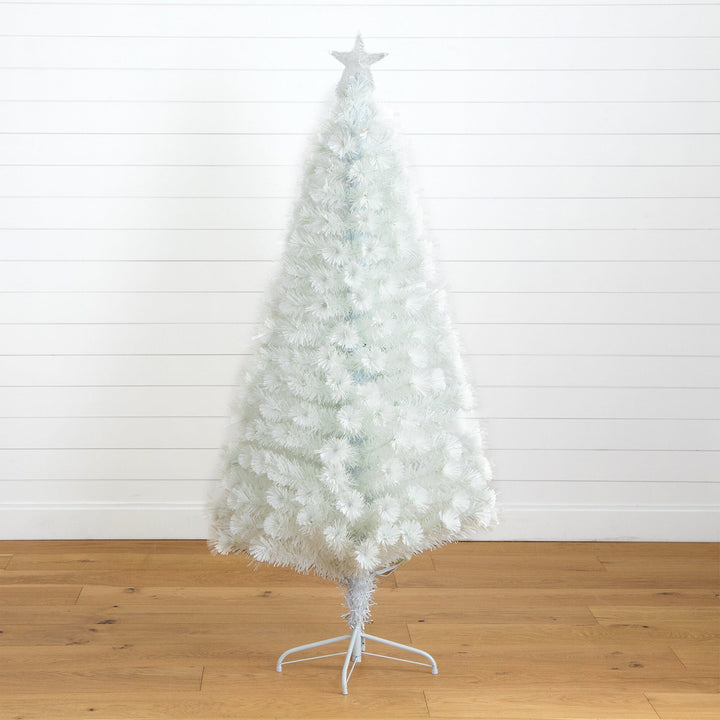 6' Pre-Lit Fiber Optic Artificial White Christmas Tree with Star Tree Topper