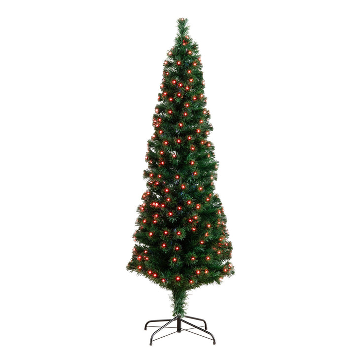 6' Slim Pre-Lit Fiber Optic Artificial Christmas Tree with 282 Colorful LED Lights, artificial Christmas tree for festive holiday home decor from Cedar & Spi...