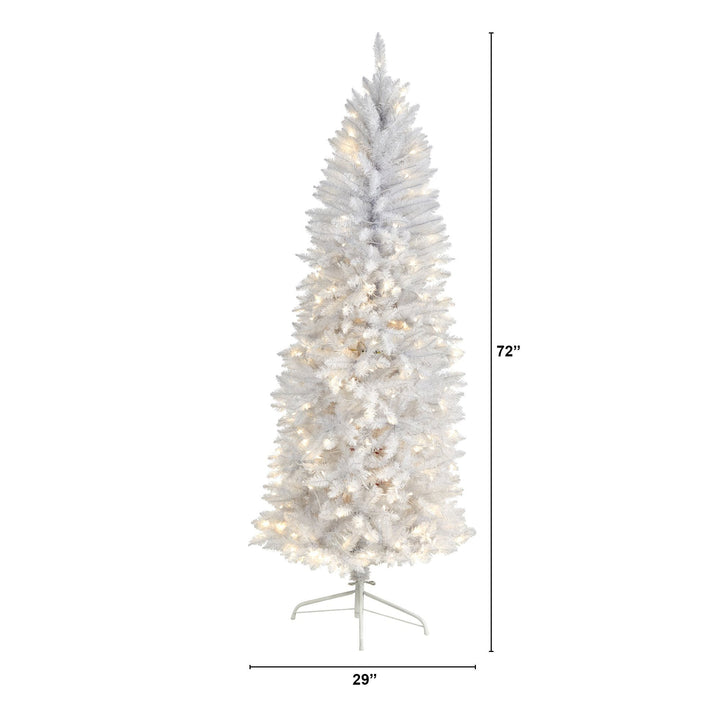 6' Slim White Artificial Christmas Tree with 250 Warm White LED Lights and 743 Bendable Branches, Christmas tree for living room, entryway or seasonal display