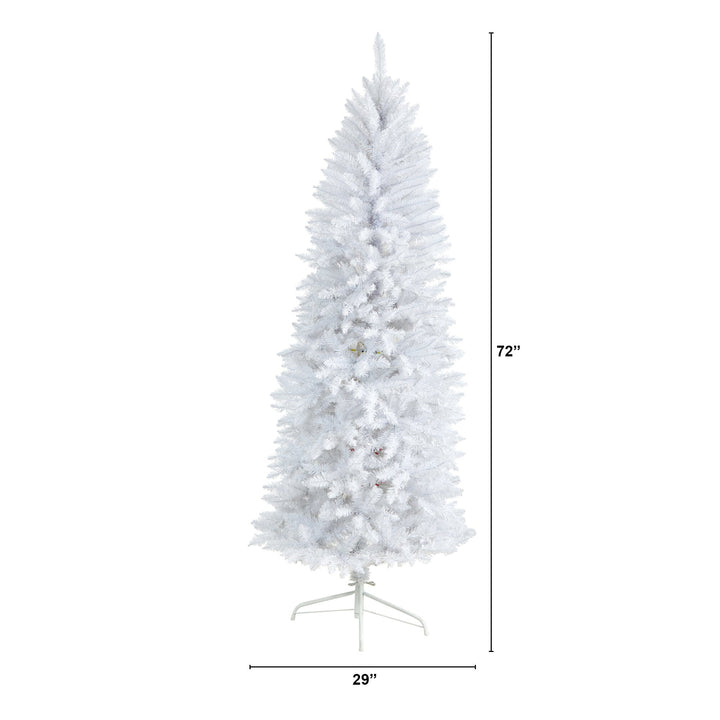 6' Slim White Artificial Christmas Tree with 743 Bendable Branches, Christmas tree for living room, entryway or seasonal display