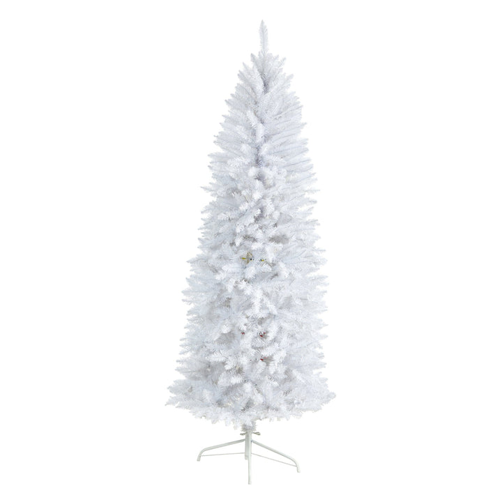 6' Slim White Artificial Christmas Tree with 743 Bendable Branches, artificial Christmas tree for festive holiday home decor from Cedar & Spice Gifts
