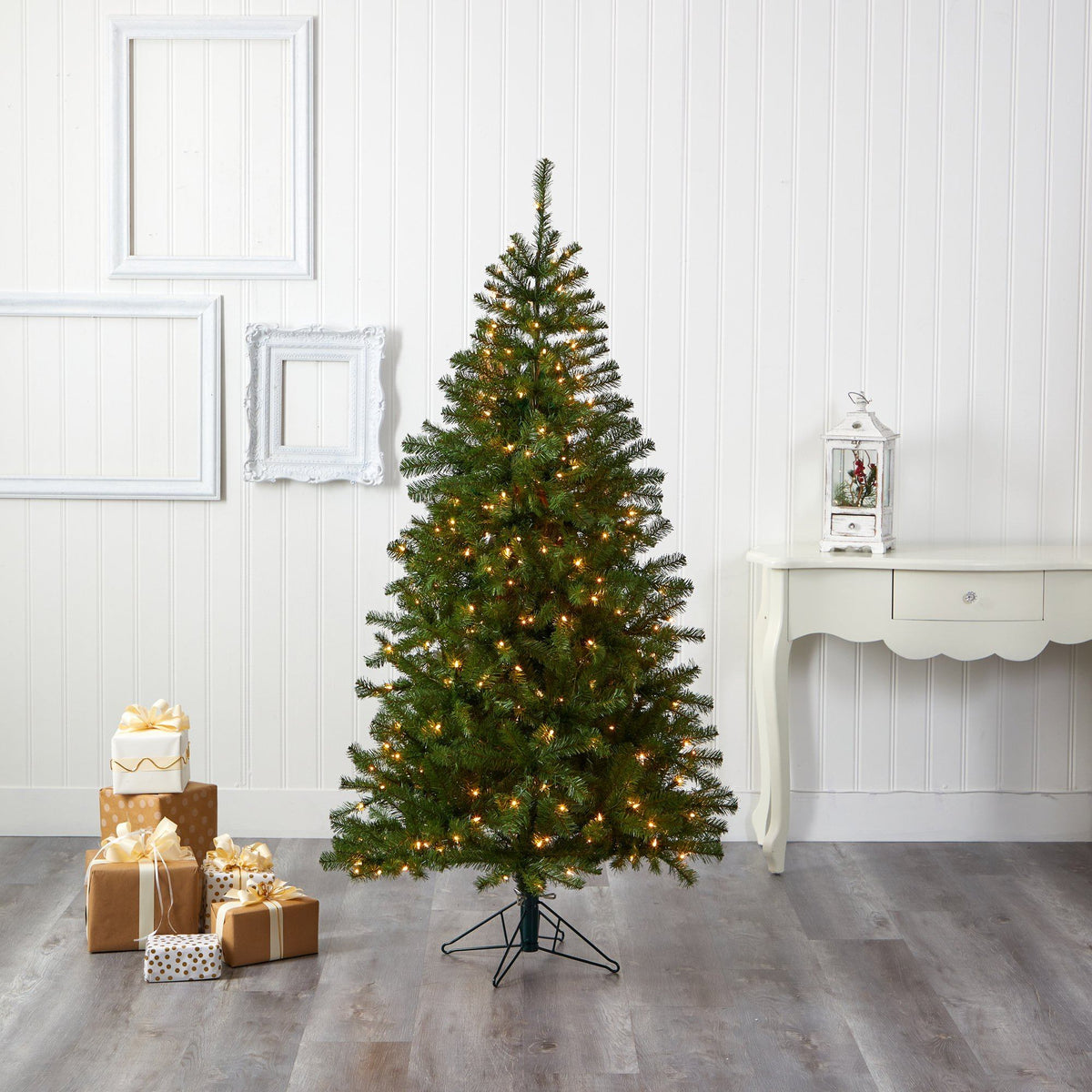 6' Springfield Artificial Christmas Tree with 300 Warm Clear Lights and 596 Tips, Christmas tree for living room, entryway or seasonal display