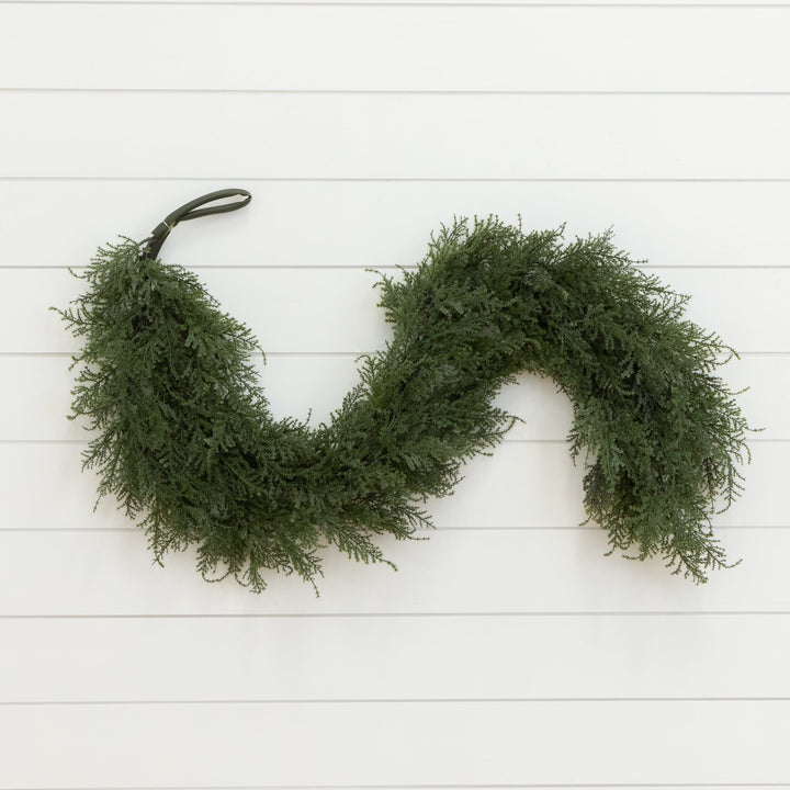 60" Artificial Cedar Garland, realistic greenery decor for mantel, staircase or doorway from Cedar & Spice Gifts