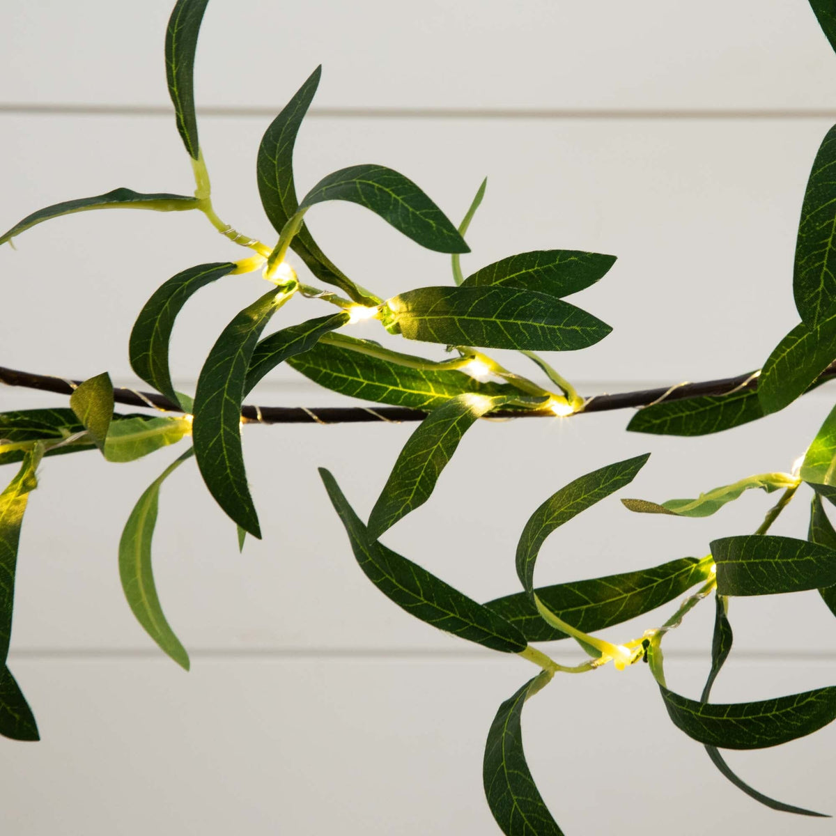 6.5' Lighted Artificial Olive Garland with 100 Warm White LED Lights, decorative foliage accent for home, wedding or event decor